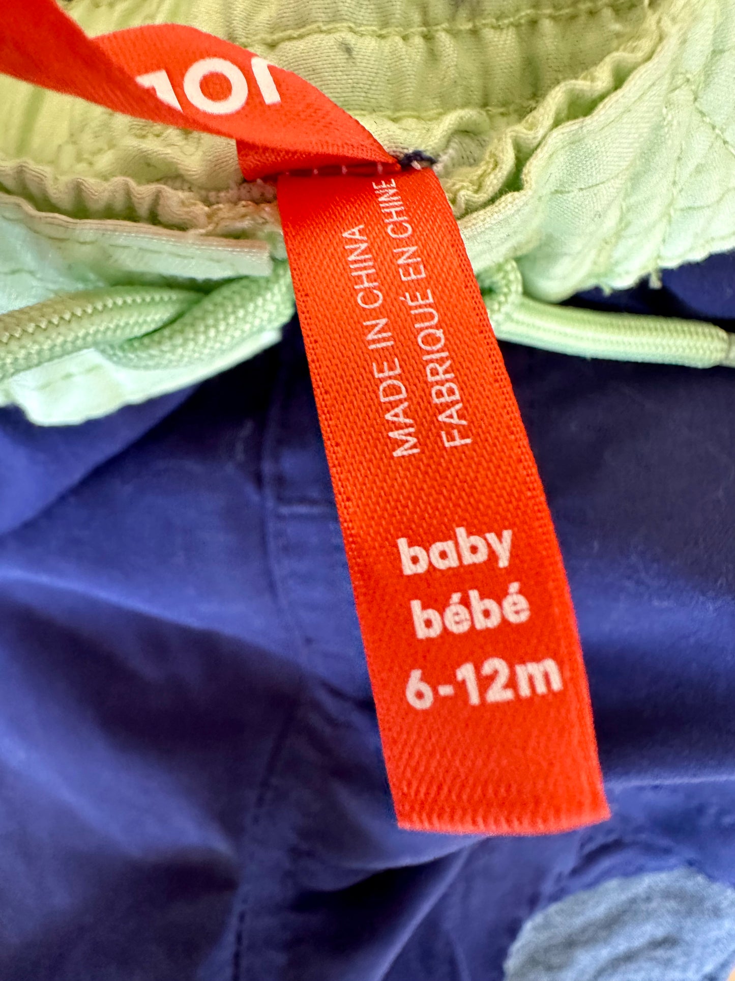 Navy with Green Trim Swim Shorts / 6-12m