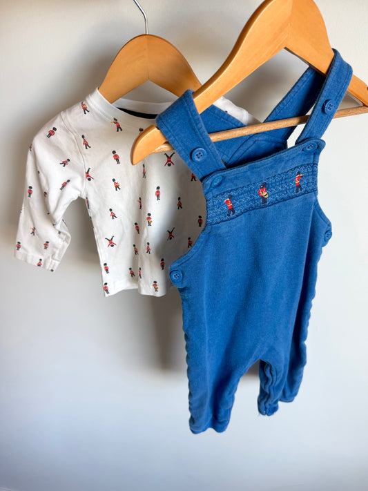 100% Cotton Queens Guard Overalls and Long Sleeve Set / 6-12m
