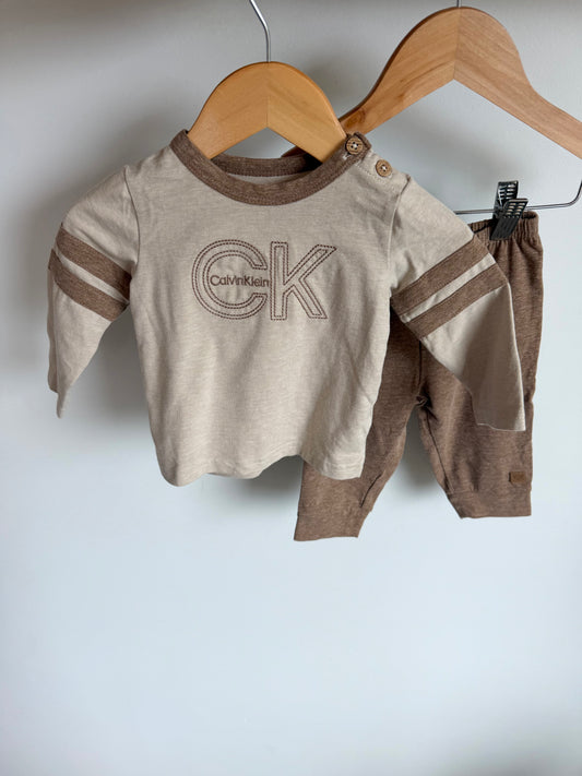 CK Tan Top + Pants Set / 3-6m