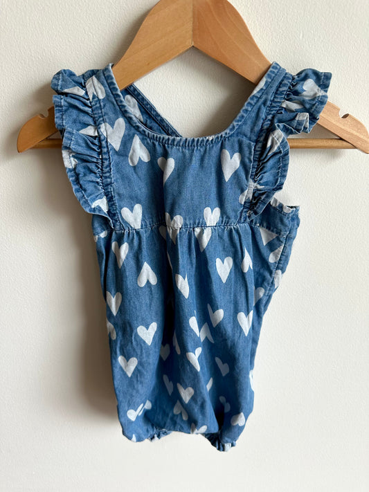 Heart Chambray Romper / 12m