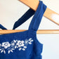 Indigo Floral Embroidery Romper / 6-9m