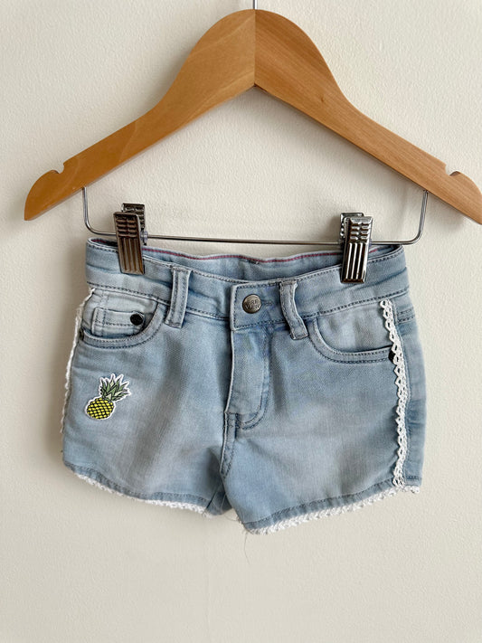 Pineapple Lace Jean Shorts with Adjustable Waist / 2T