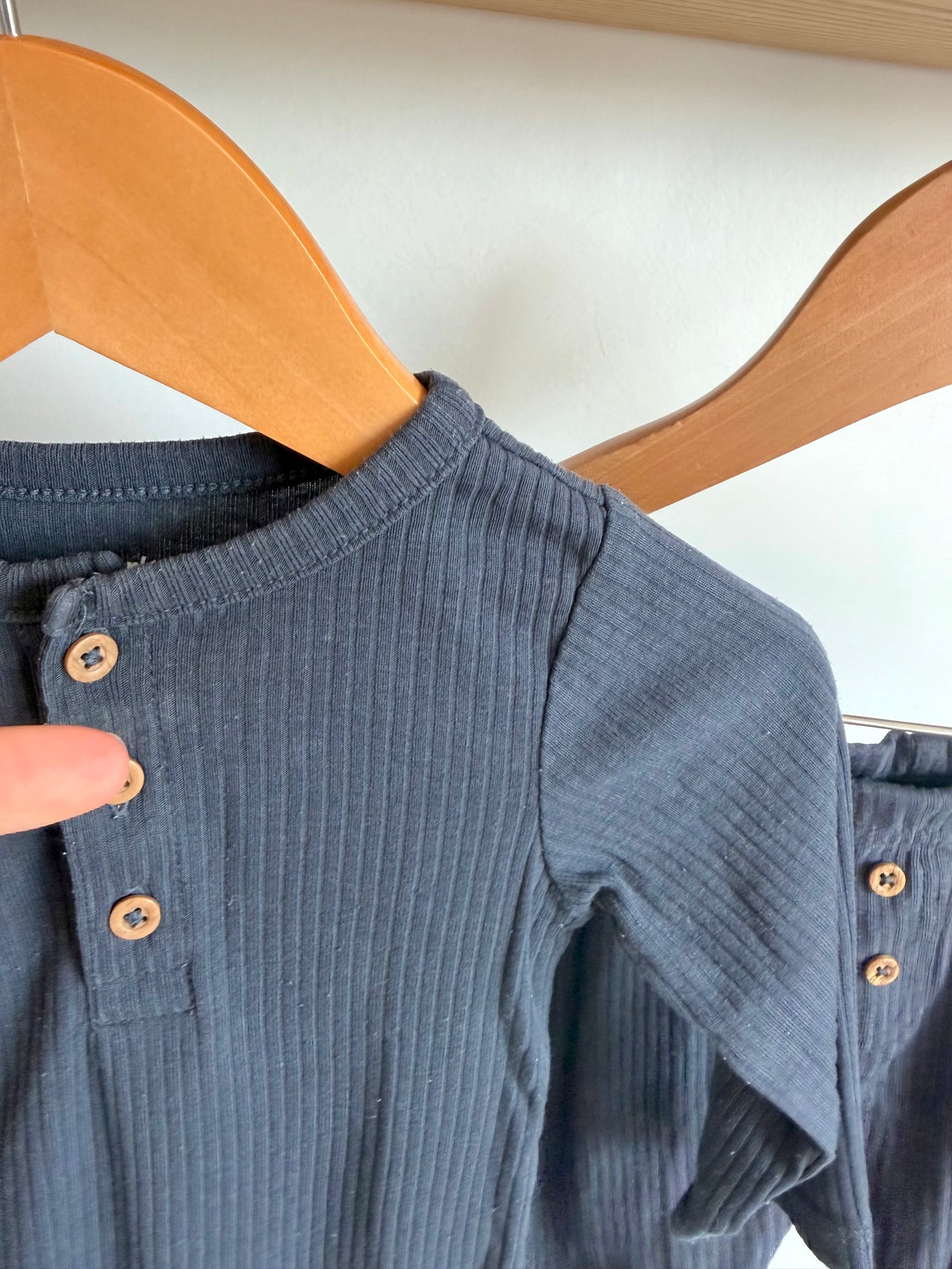 Slate Ribbed Bodysuit + Pants Set (PLAY) / 12m