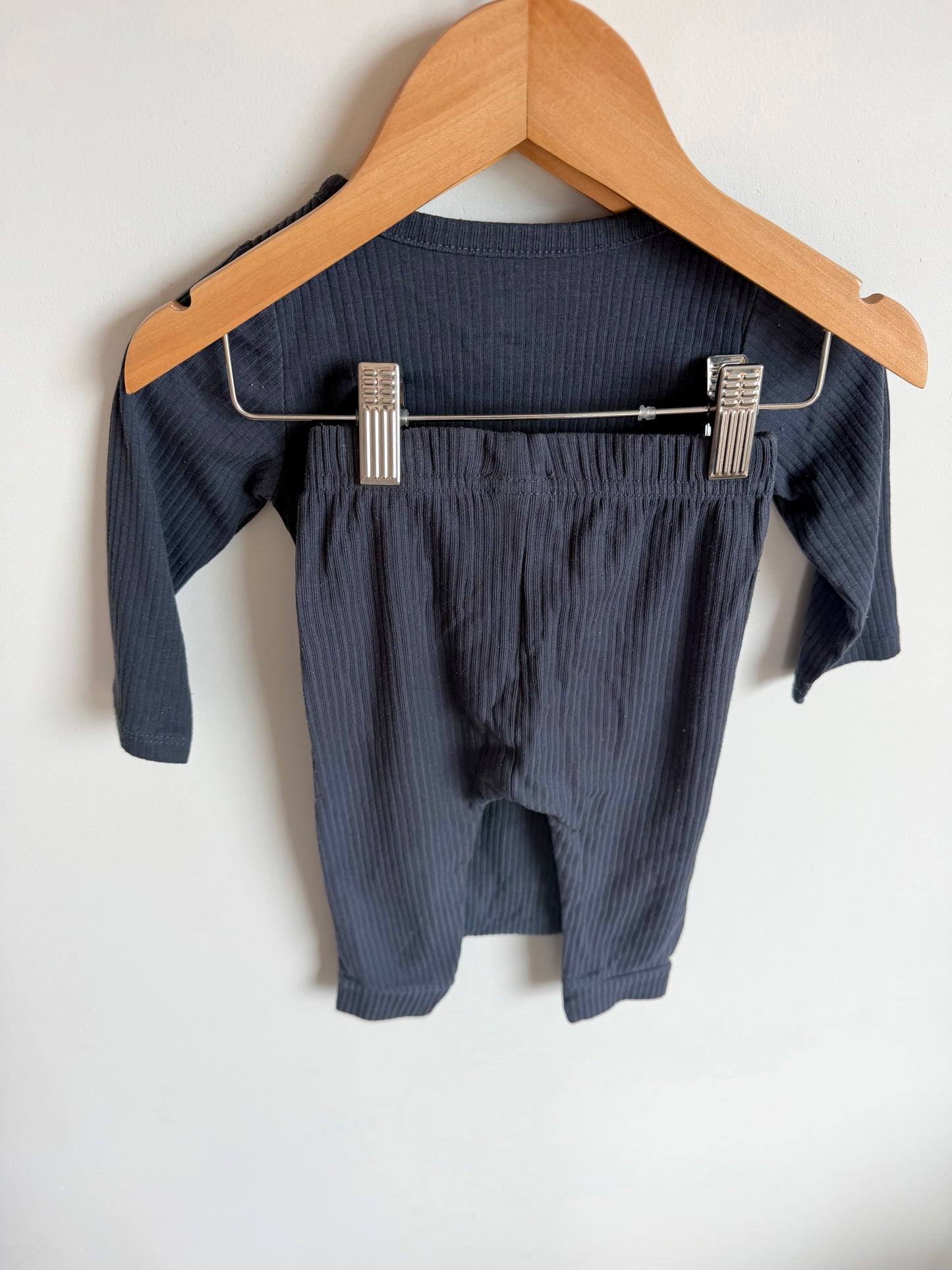 Slate Ribbed Bodysuit + Pants Set (PLAY) / 12m