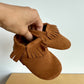Brown Tassle Soft Sole Slippers / 18-24m
