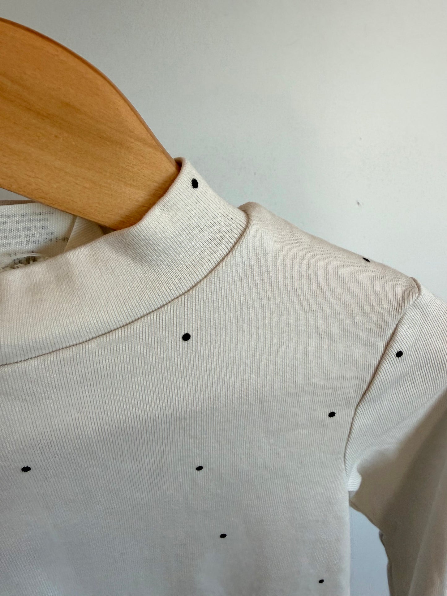 White Dot Collared Long Sleeve Top / 2-3T