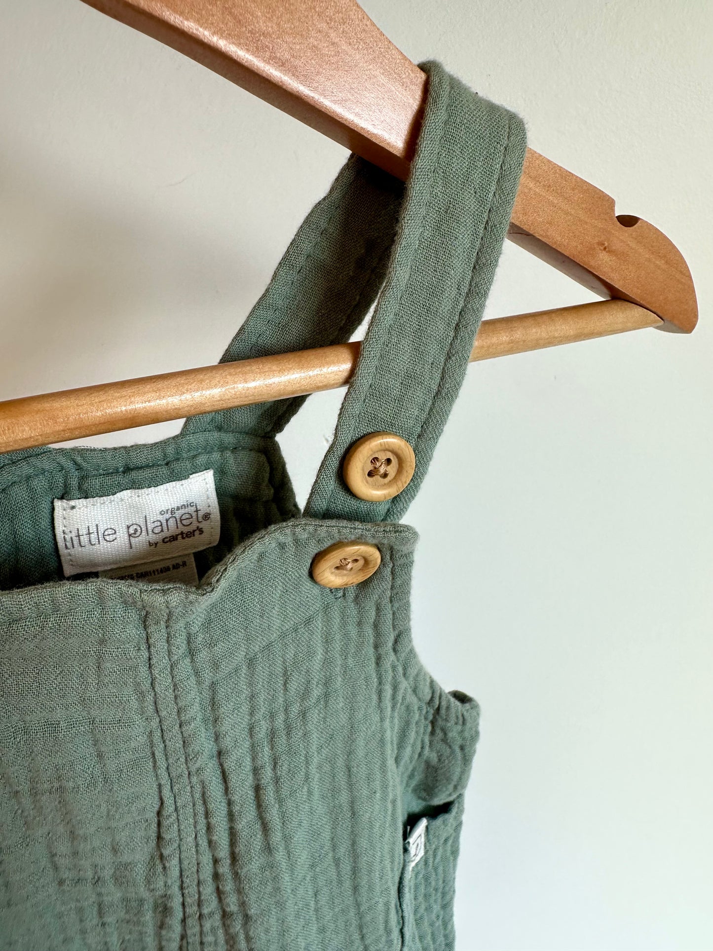 Organic Sage Muslin Overalls / 3m