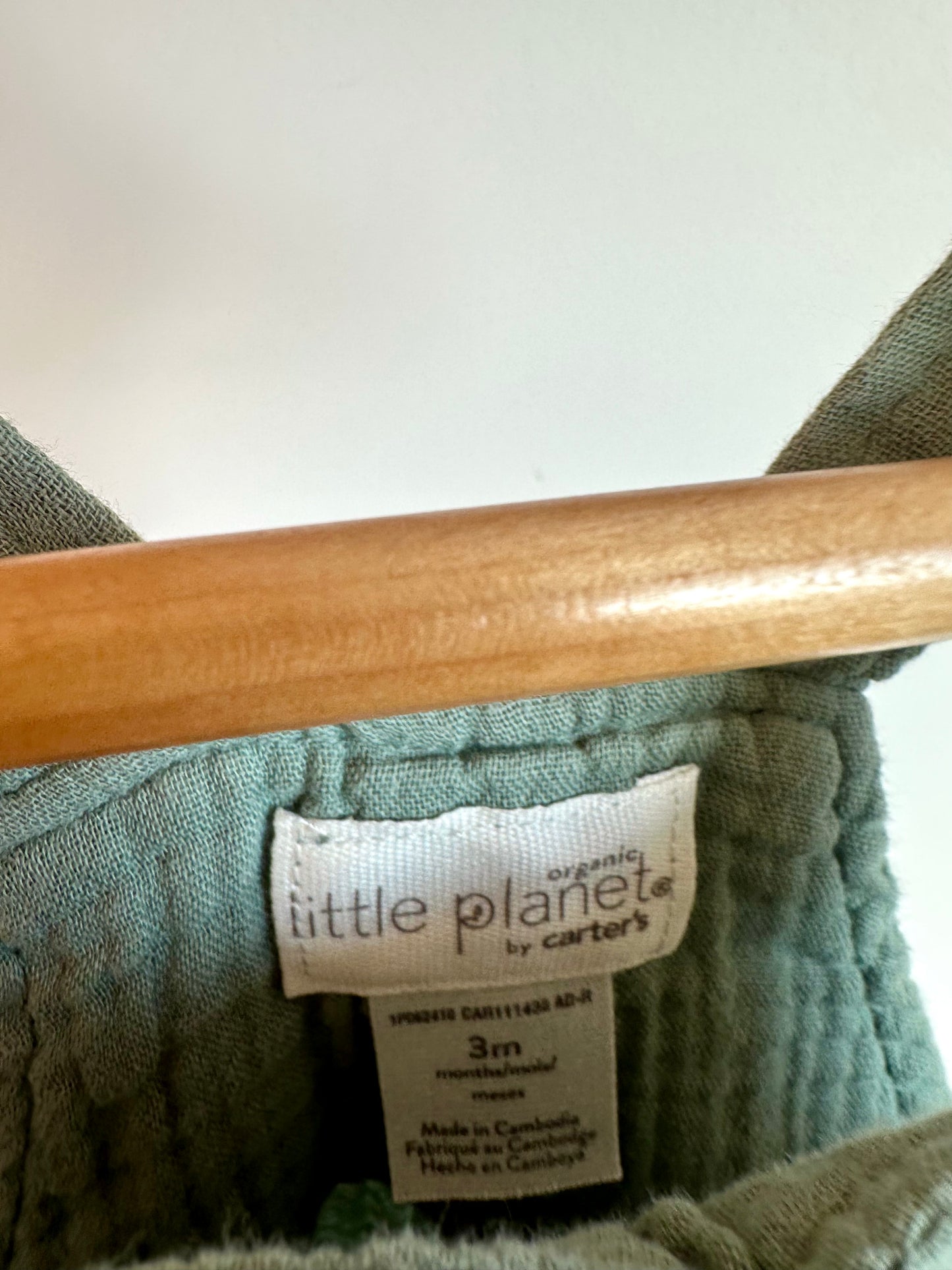 Organic Sage Muslin Overalls / 3m