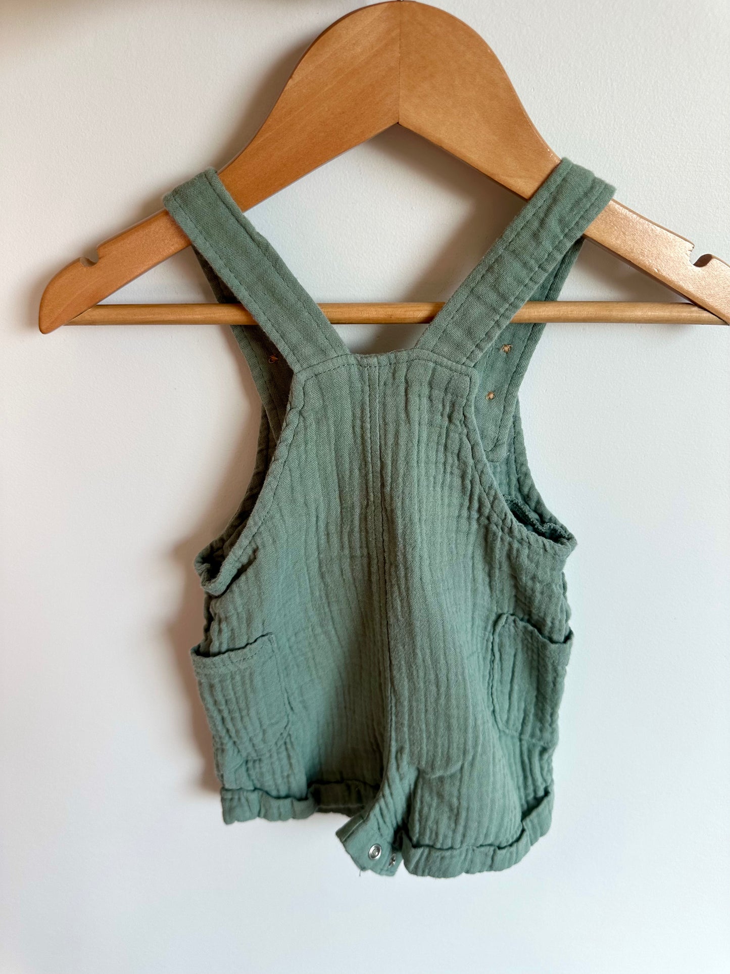 Organic Sage Muslin Overalls / 3m