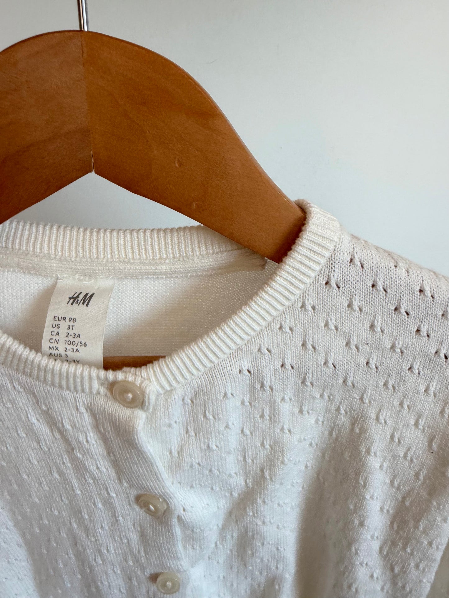 H&M Eyelet White Cardigan / 2-3T