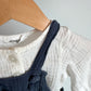 White Bodysuit + Navy Short Overall Set / 2-4m