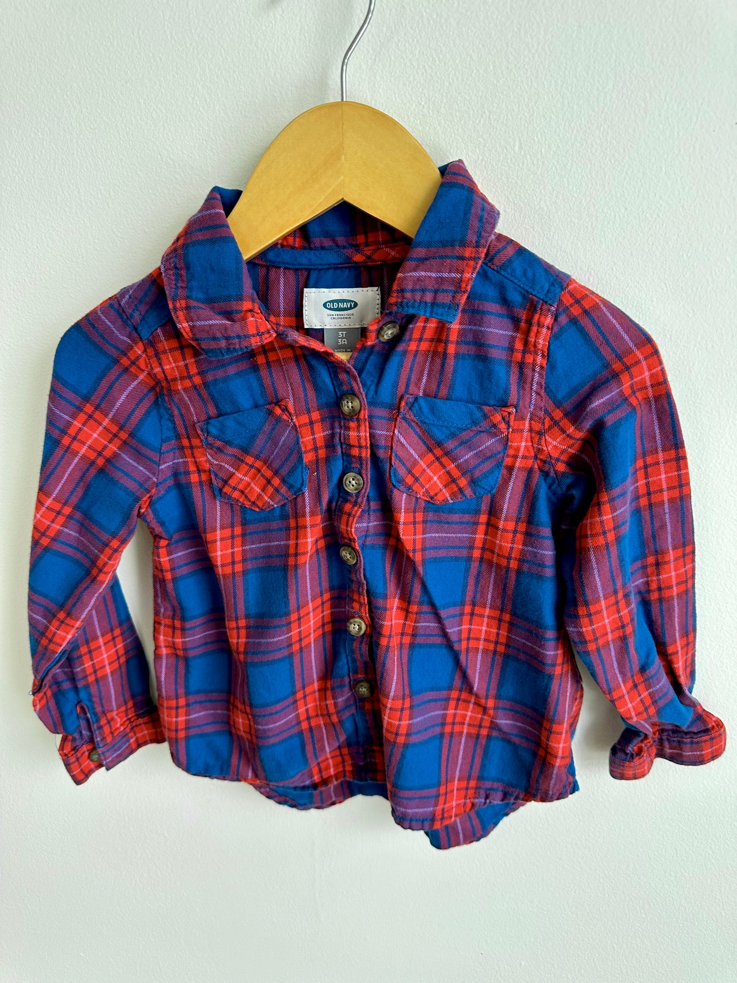 Collared Blue + Red Plaid Top / 3T