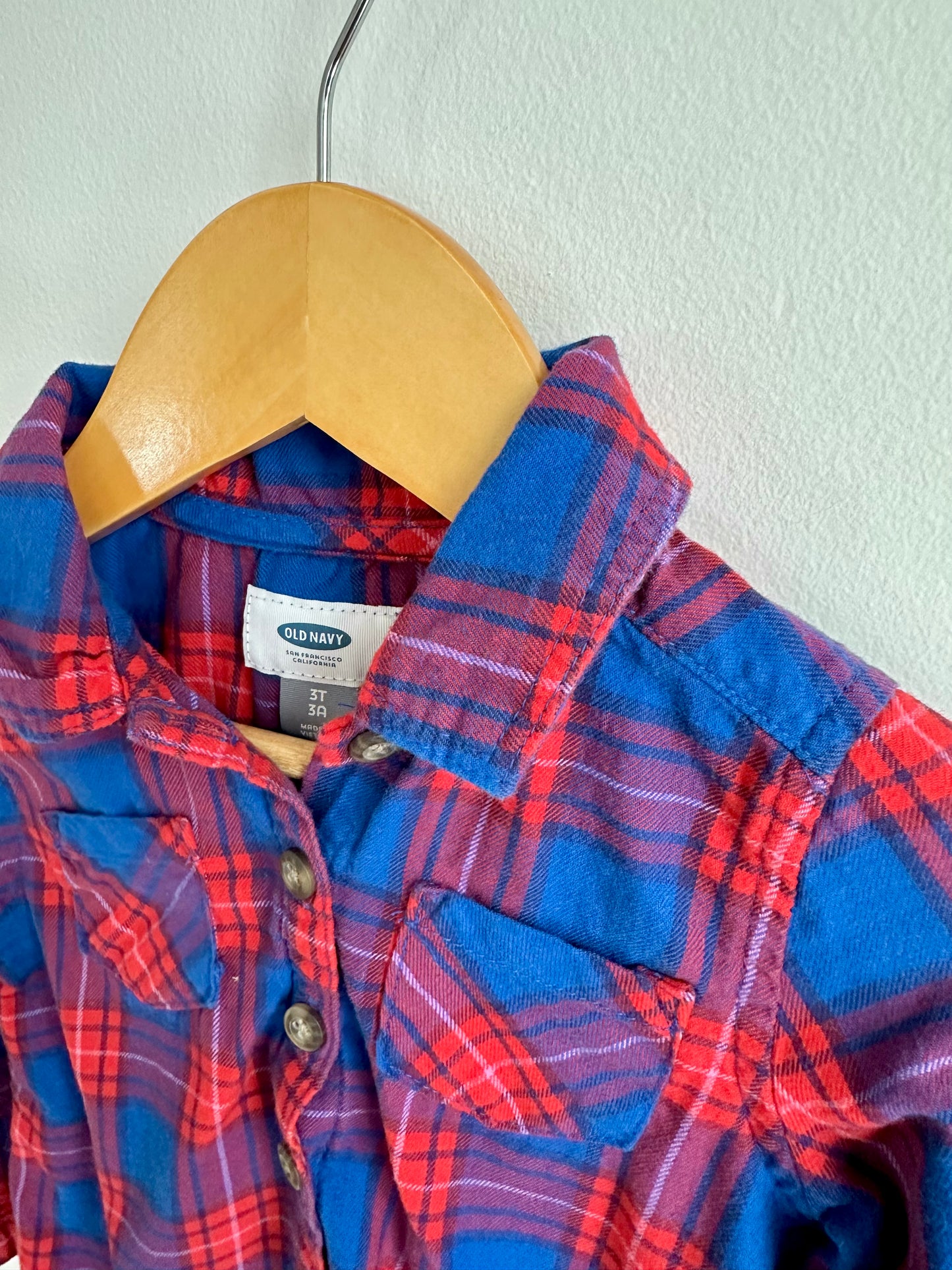 Collared Blue + Red Plaid Top / 3T