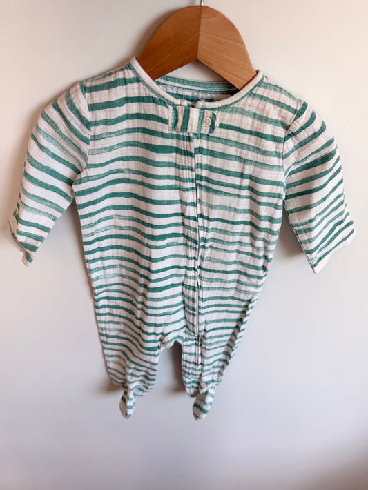 Green Striped Sleeper / 3-6m