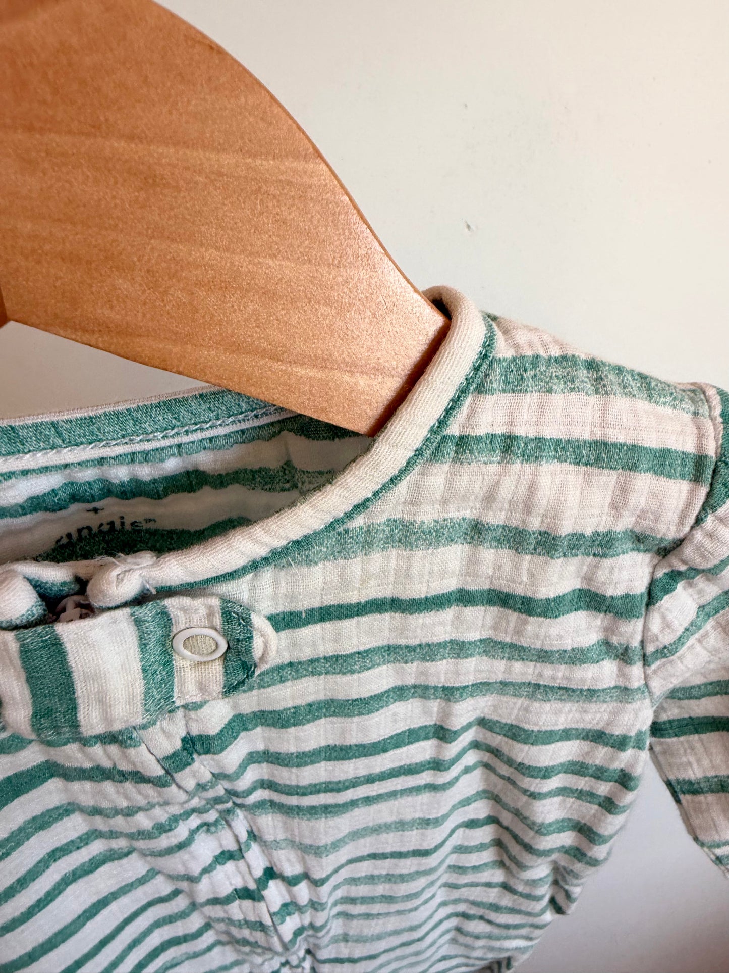 Green Striped Sleeper / 3-6m