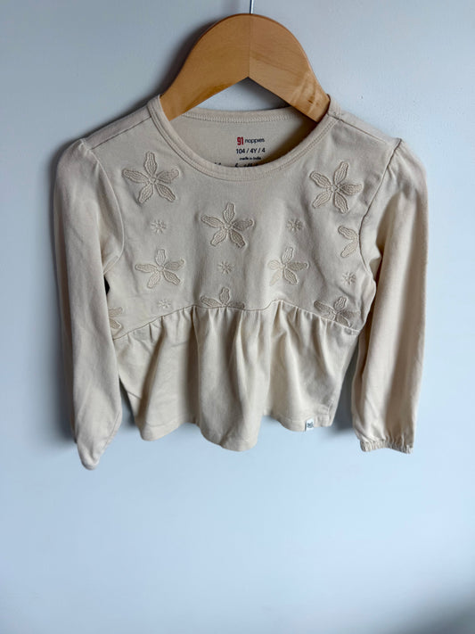 Noppies Cream Flower Top / 3-4T
