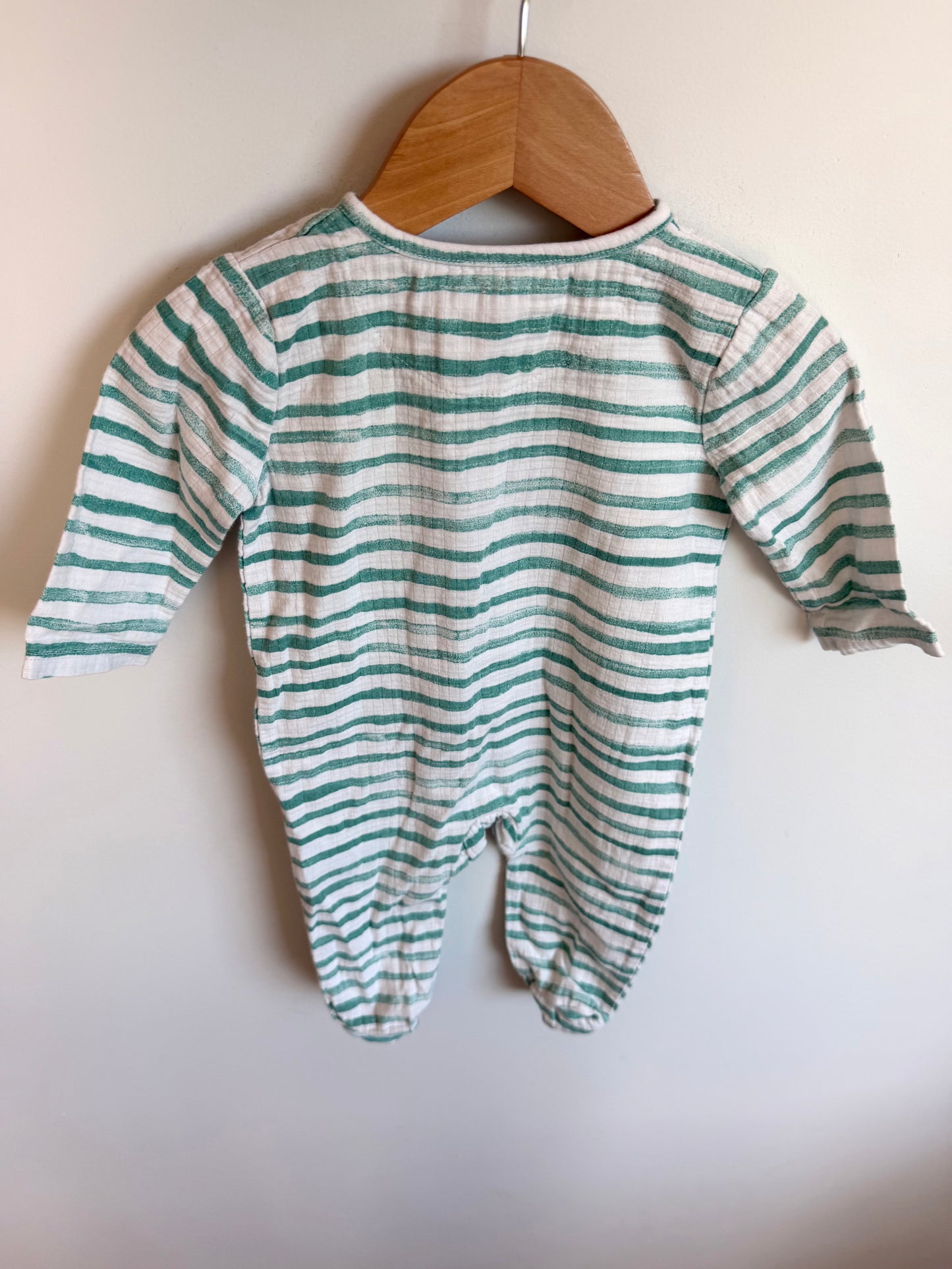 Green Striped Sleeper / 3-6m