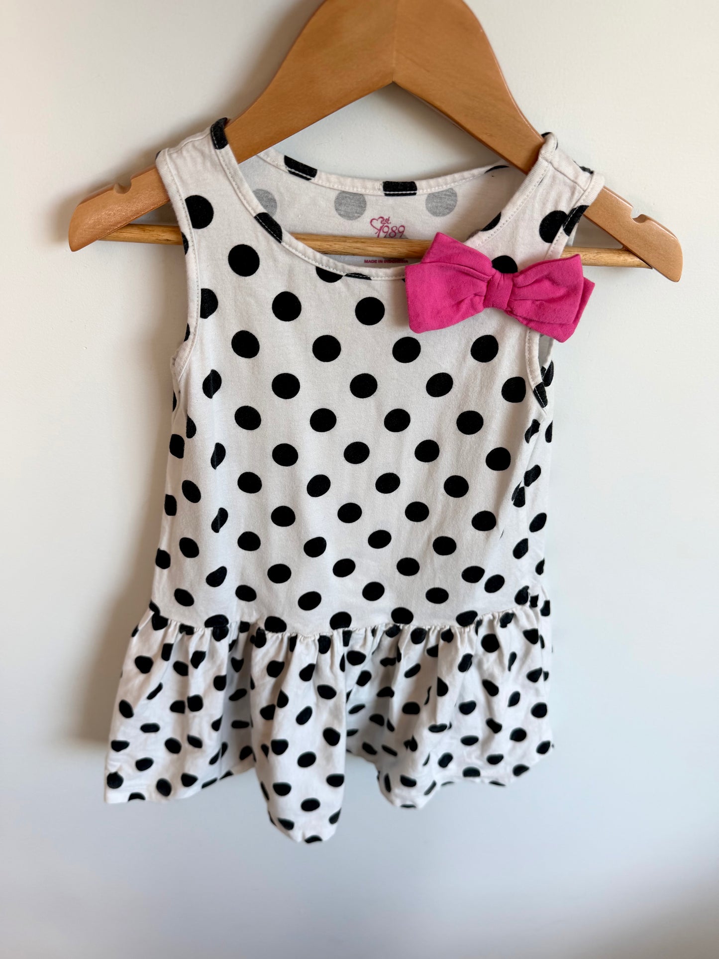 Polka Dot Pink Bow Dress / 4T