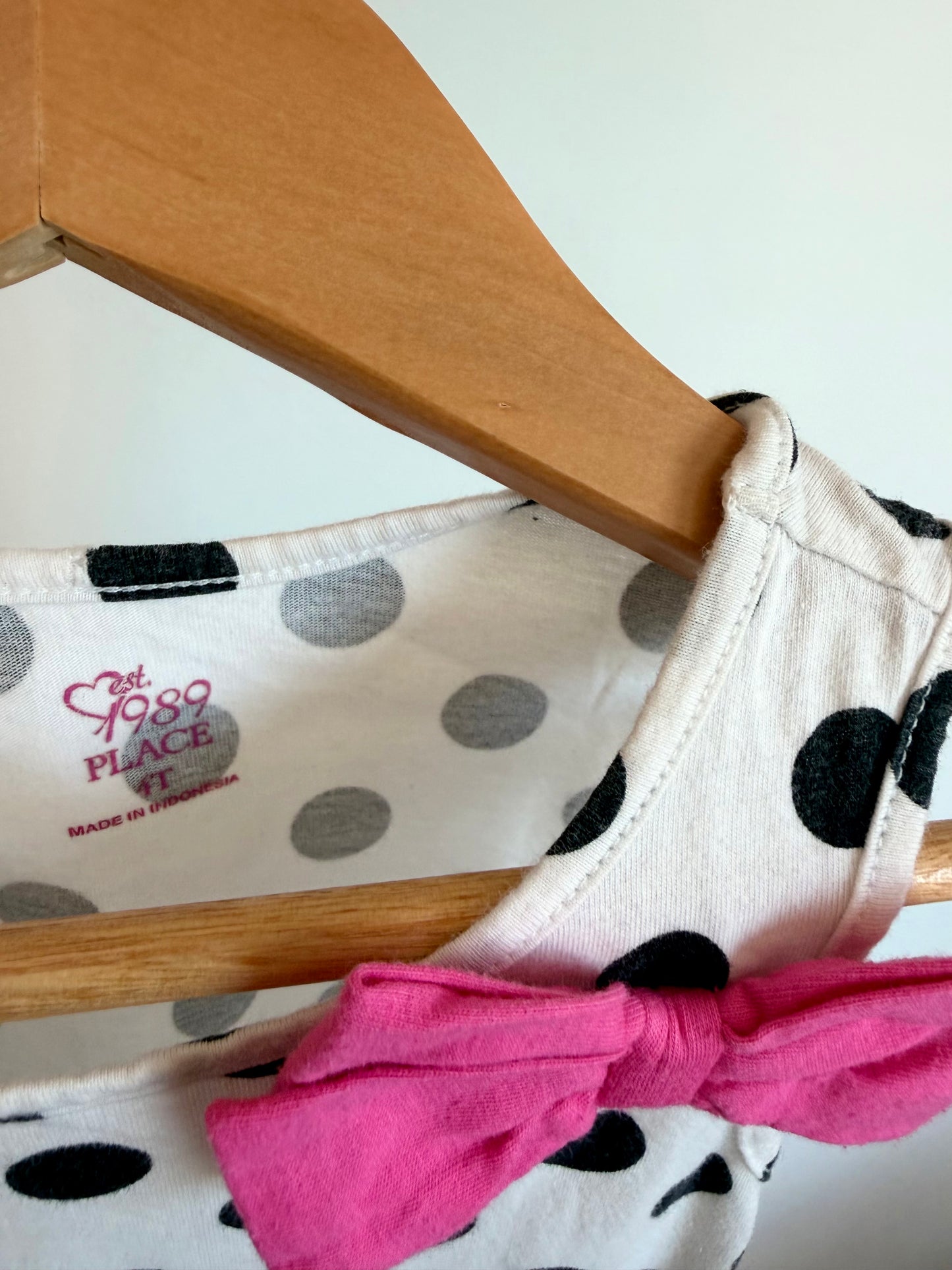 Polka Dot Pink Bow Dress / 4T