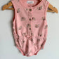 Organic Cotton Pink Animal Face Bubble Romper / 12-18m