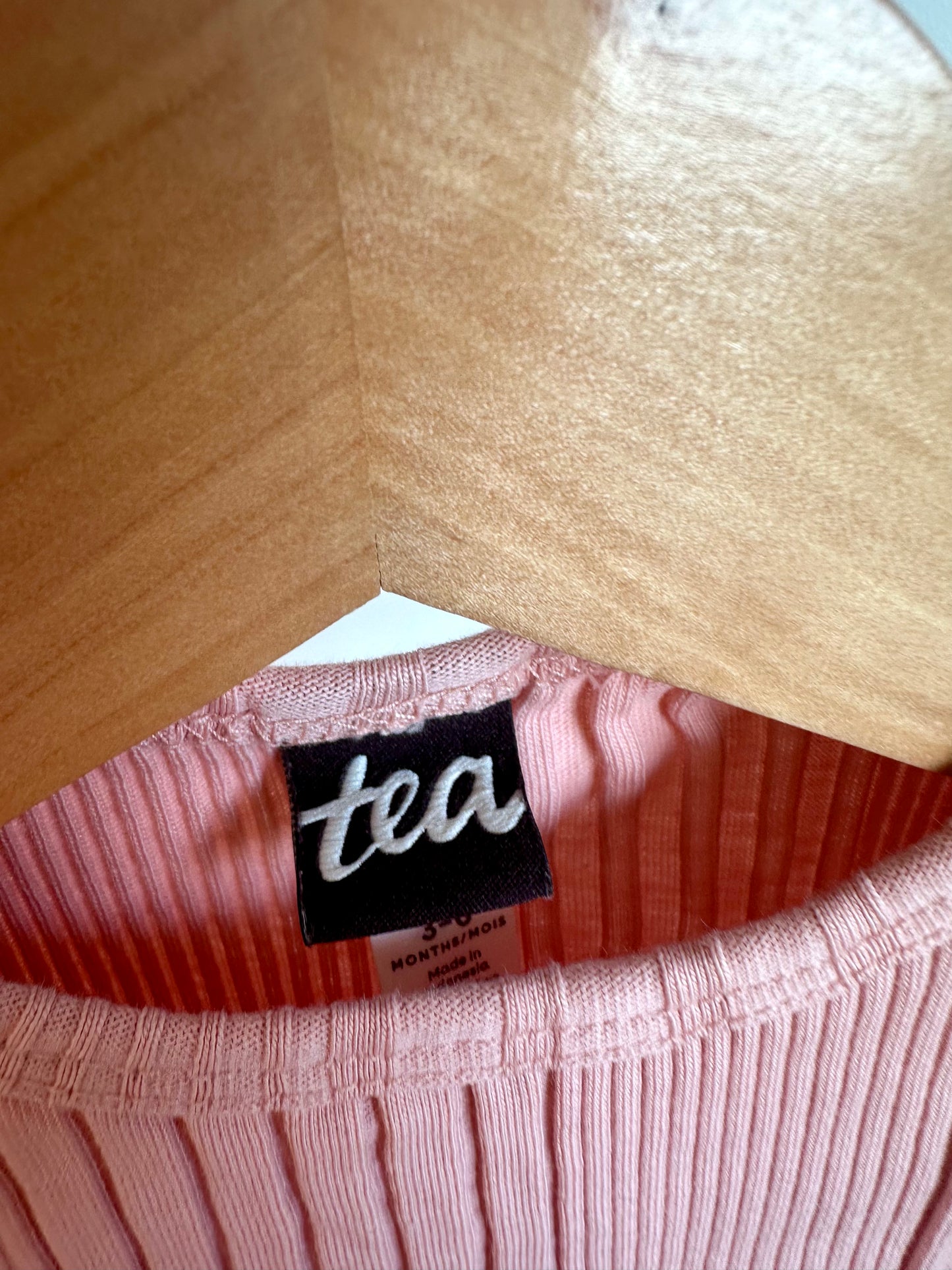 Tea Collection Pink Rib Bodysuit / 3-6m