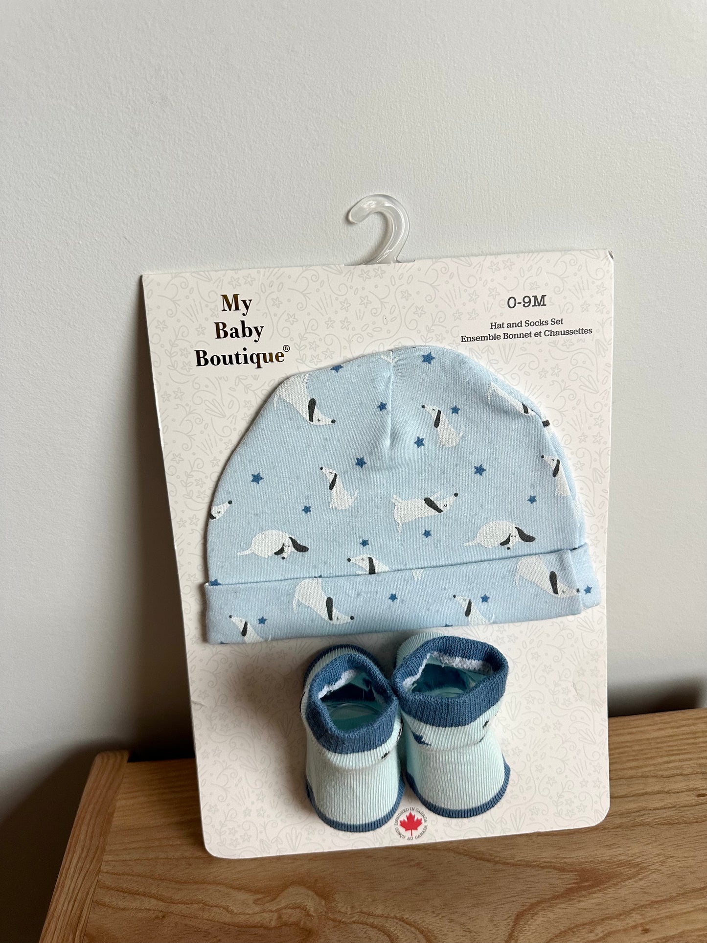 Blue Puppy Hat + Socks Seet (With Tags) / 0-9m