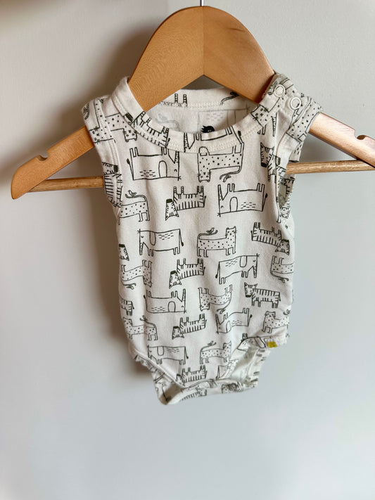 Organic Sleeveless White Animal Bodysuit / 3-6m