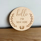 Hello World Wooden Baby Announcement Sign