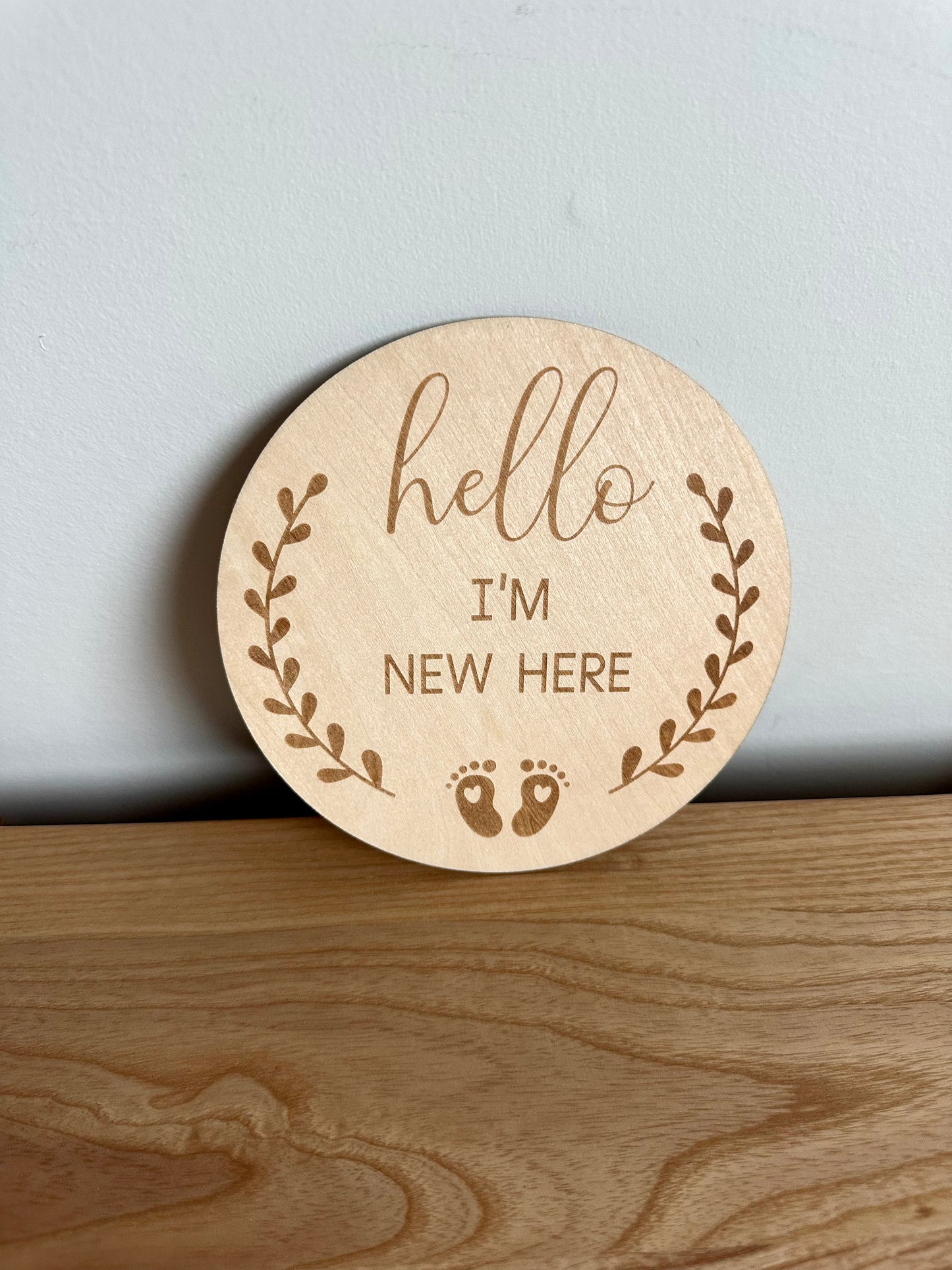 Hello World Wooden Baby Announcement Sign