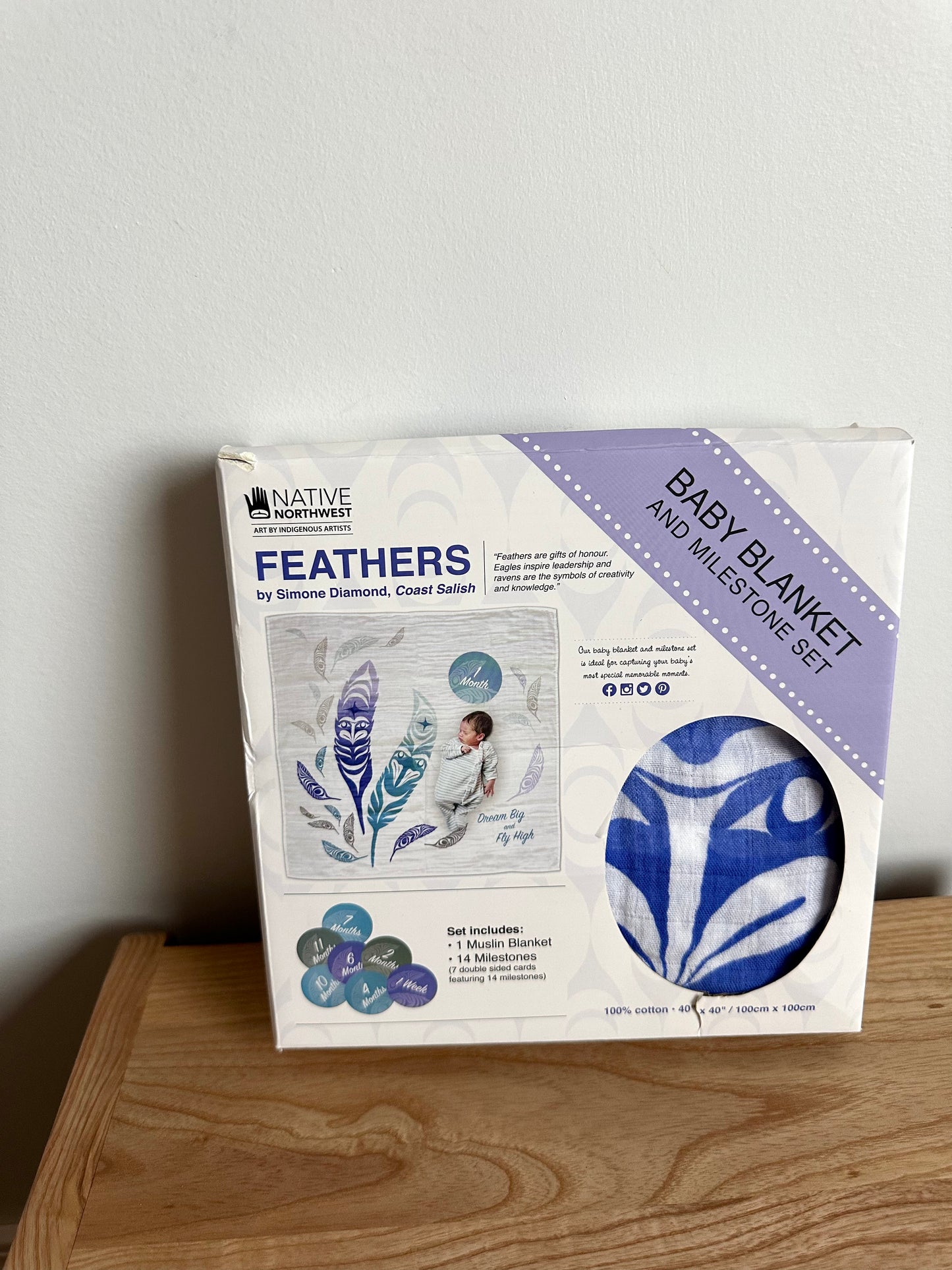 Indigenous Artist Baby Blanket and Milestone Set