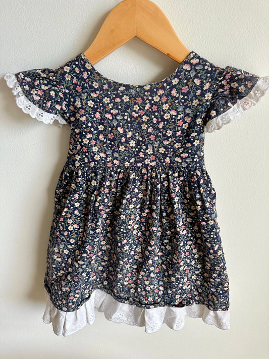 Vintage Floral Dress with Lace Trim / 2T?