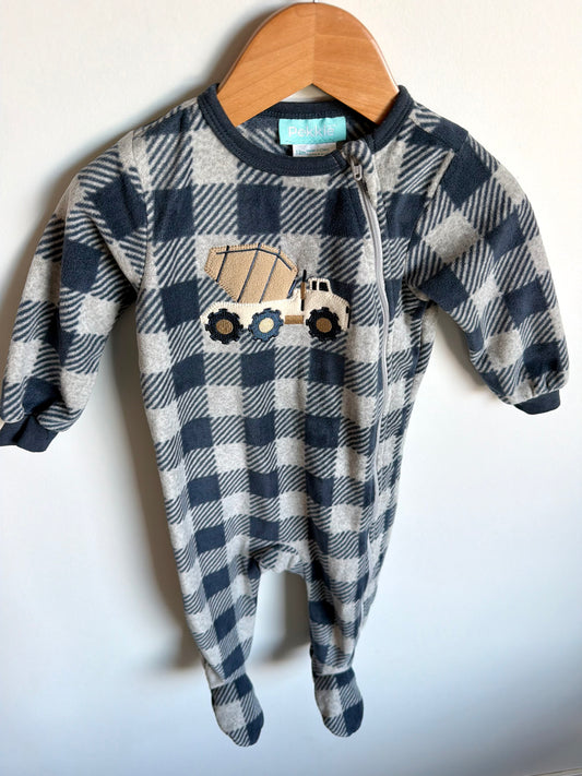 Blue + Grey Fleece Tractor Sleeper / 12m