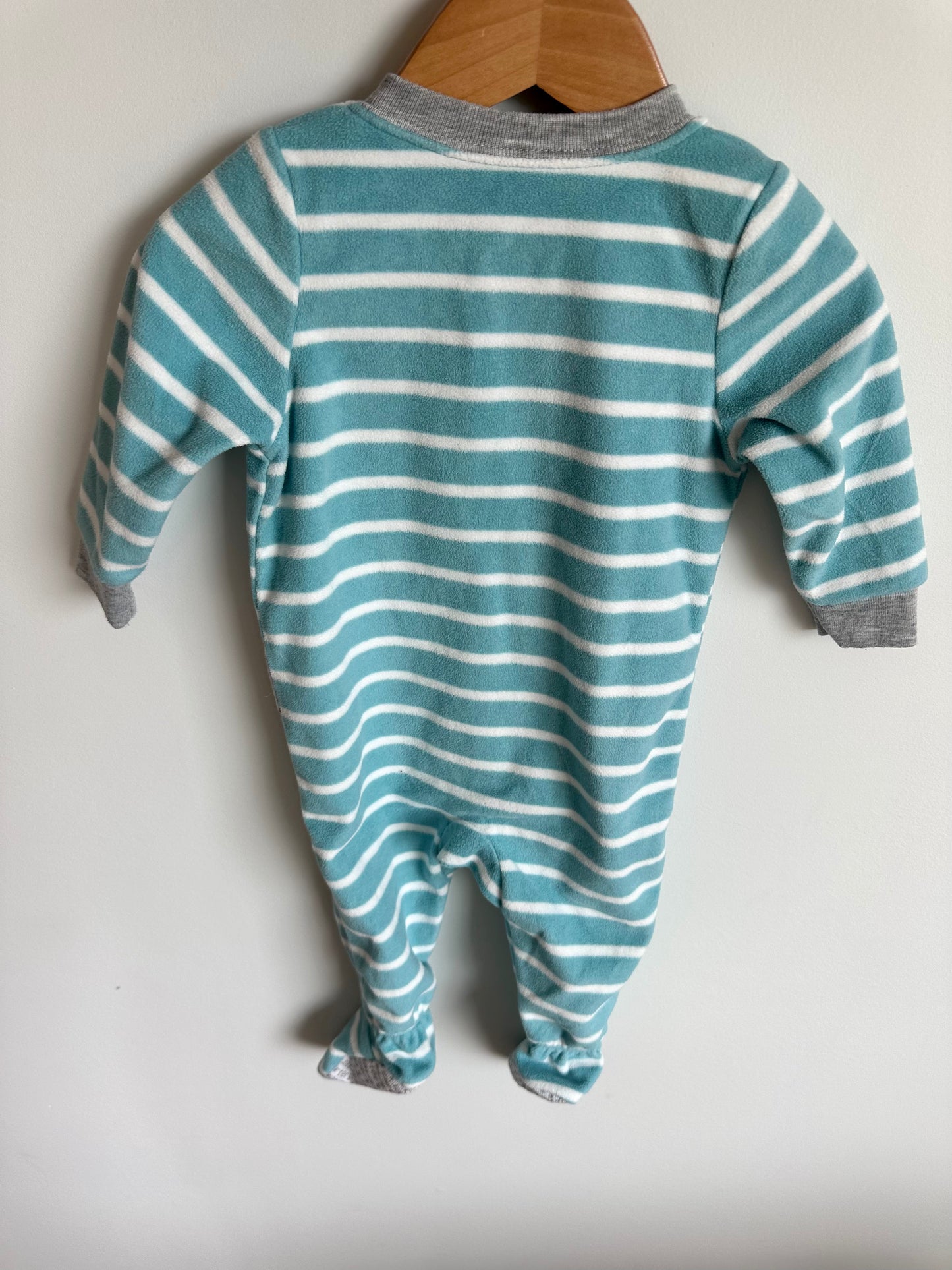 Blue Stripe Fleece Dino Sleeper / 9m