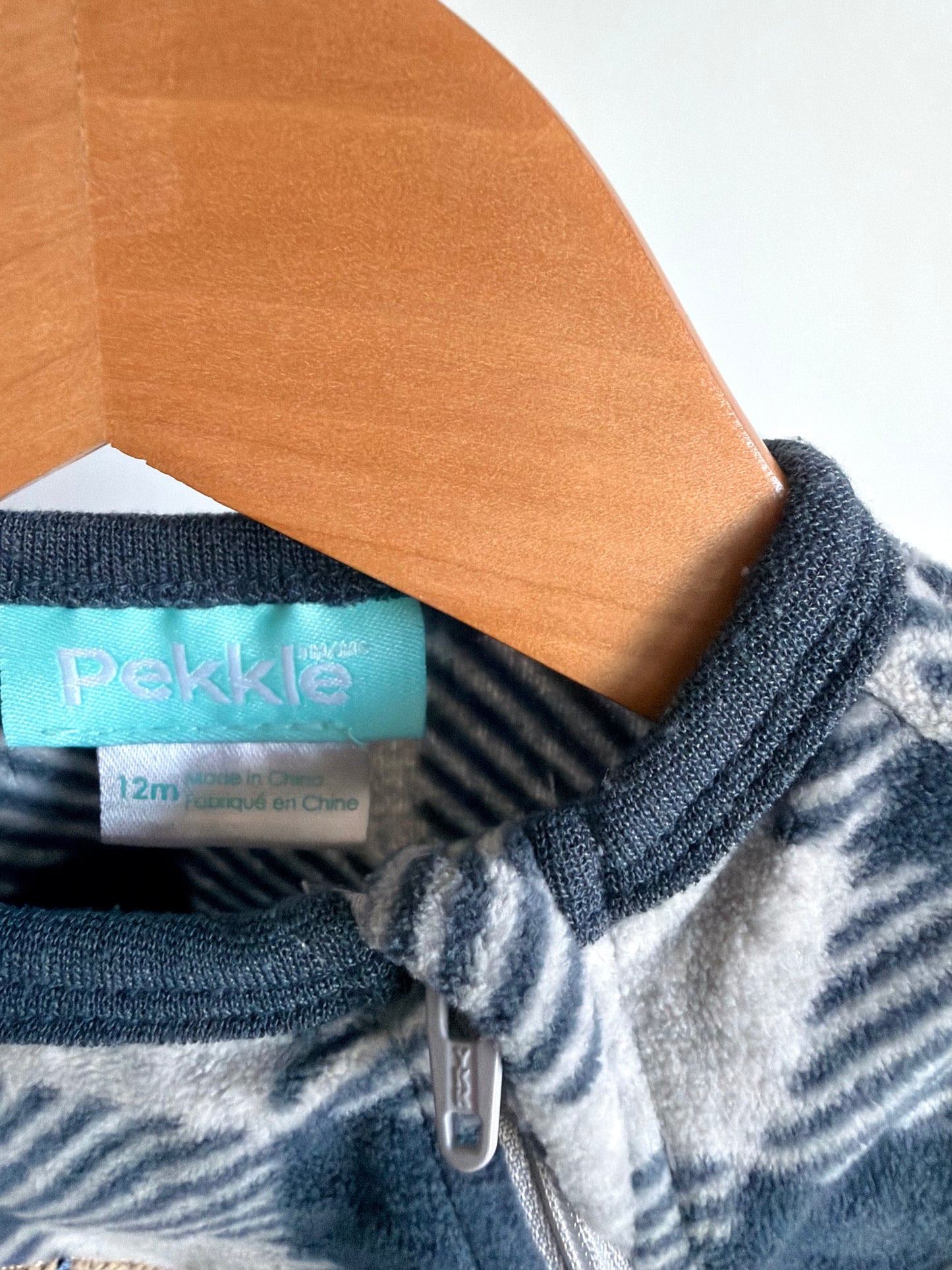 Blue + Grey Fleece Tractor Sleeper / 12m