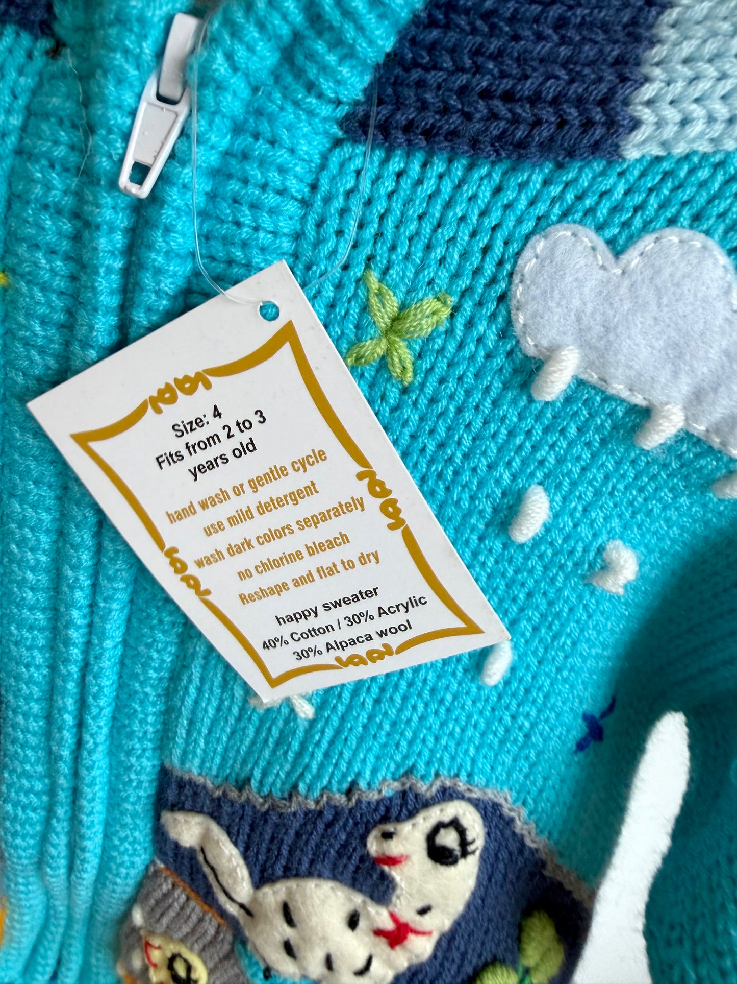 Alpaca Wool Embroidery Sweater (With tags) / 2-3T