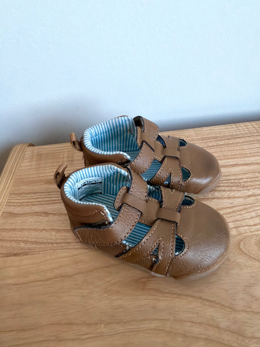 Brown Velcro Hard Sole Sandals / Size 3 Infant