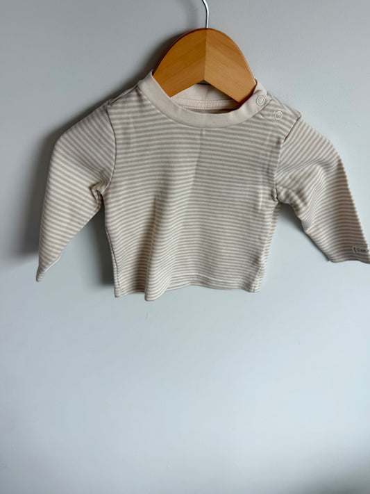 Tan Striped Long Sleeve Top / 3-6m