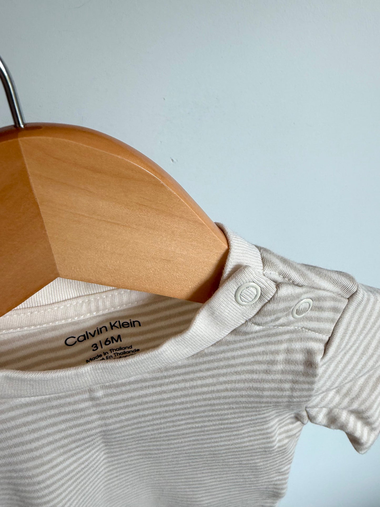 Tan Striped Long Sleeve Top / 3-6m