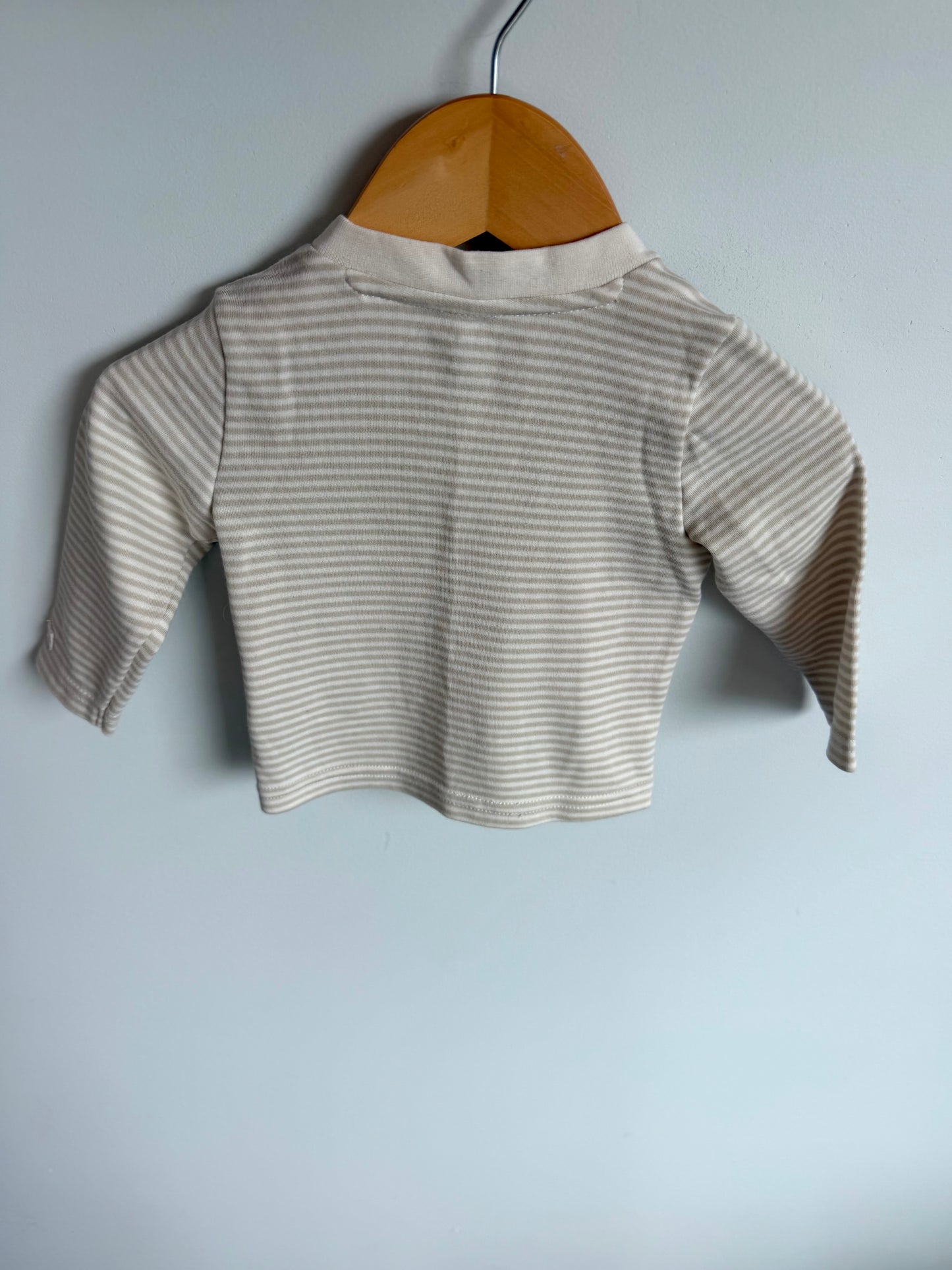 Tan Striped Long Sleeve Top / 3-6m