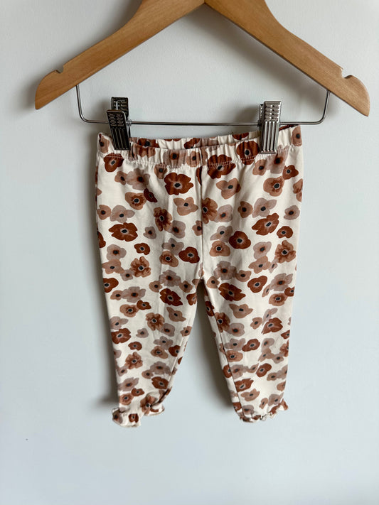Tan Floral Leggings with Tapered Ruffle / 24m