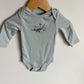 Blue Dino Long Sleeve Bodysuit / 3-6m