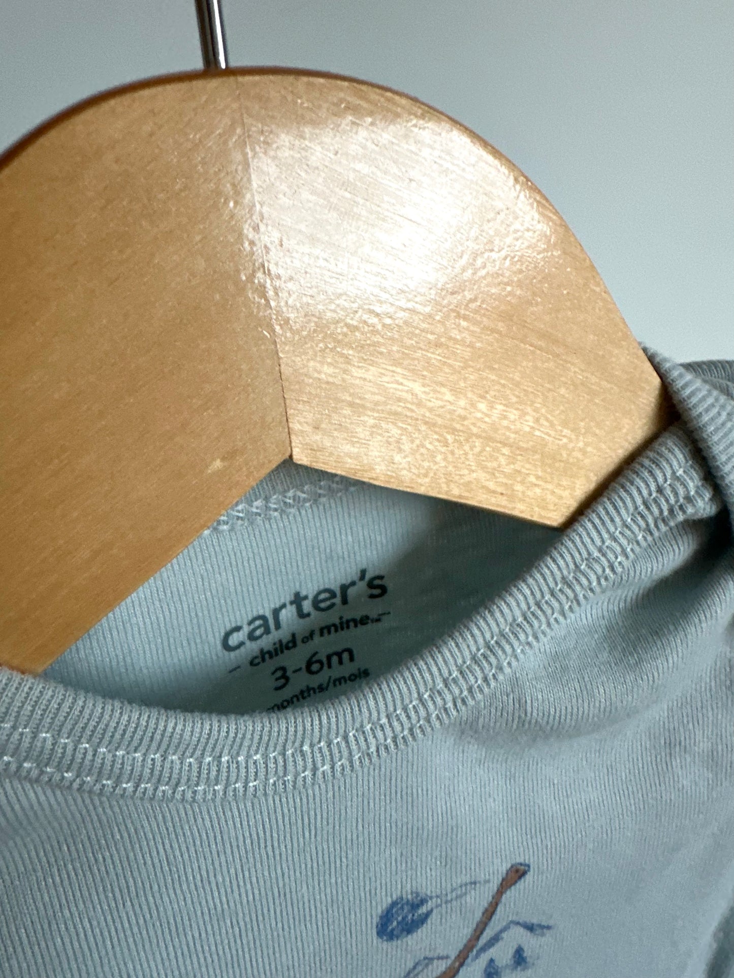 Blue Dino Long Sleeve Bodysuit / 3-6m