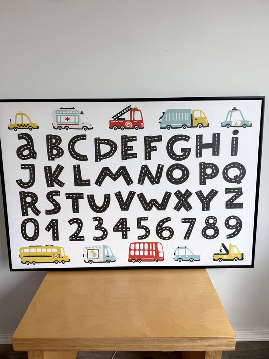Alphabet Number Vehicle Canvas Picture (No Shipping)