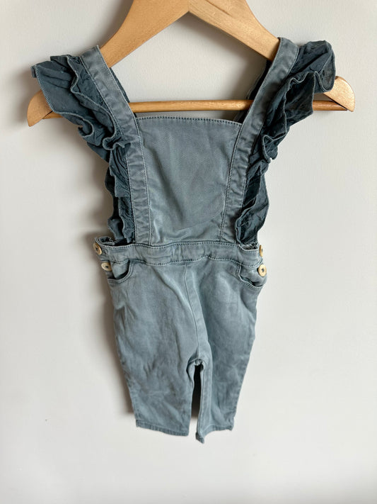 Zara Blue Ruffle Overalls / 9-12m