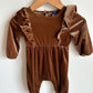 Brown Velvet Jumpsuit / 3-6m