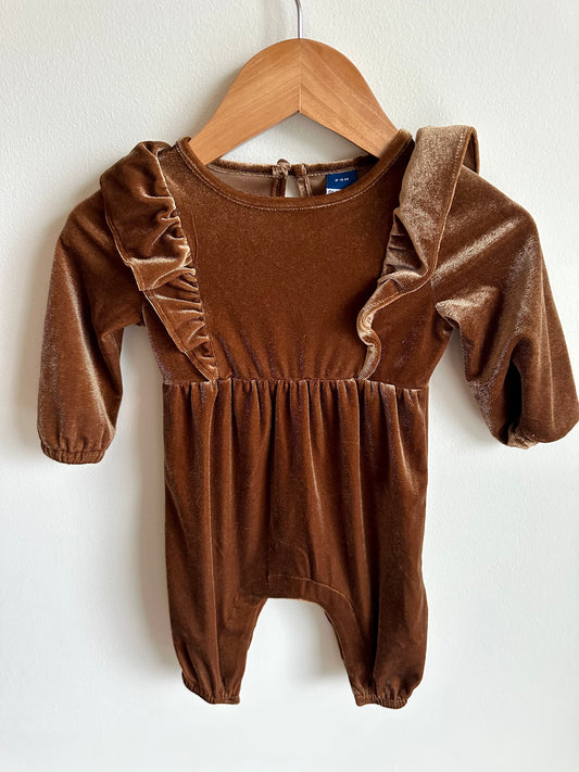 Brown Velvet Jumpsuit / 3-6m