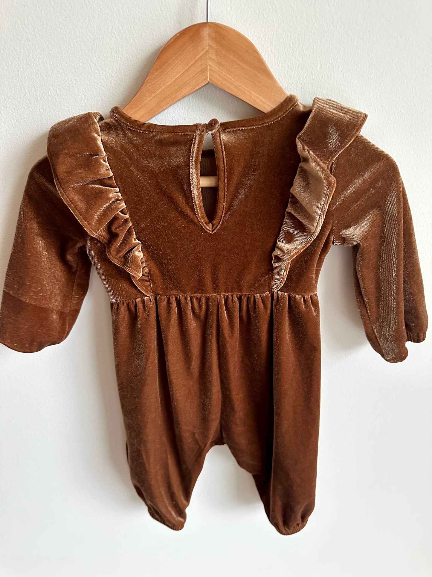 Brown Velvet Jumpsuit / 3-6m