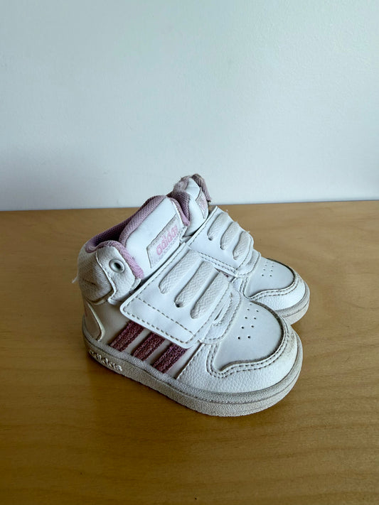 Adidas Pink Sparkle Stripe Velcro Shoes / Size 4 Toddler