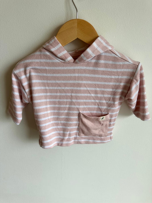 White + Pink Hooded Top / 0-3m