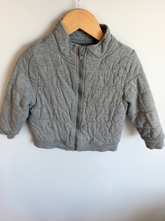 Grey Quilted Zip Sweater / 4 years